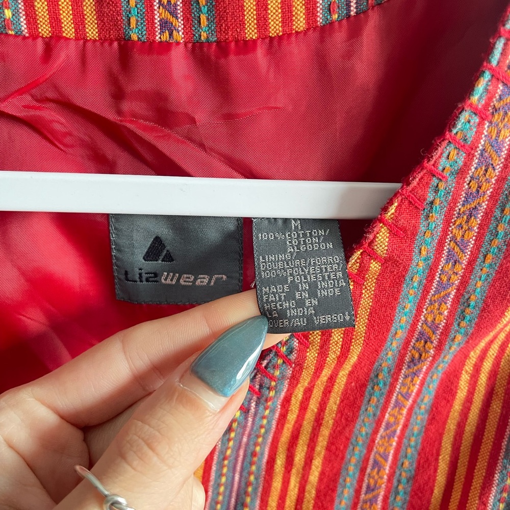 vintage Lizwear vest ft vibrant multicolored vertical stripe pattern bohemian - Picture 2 of 5